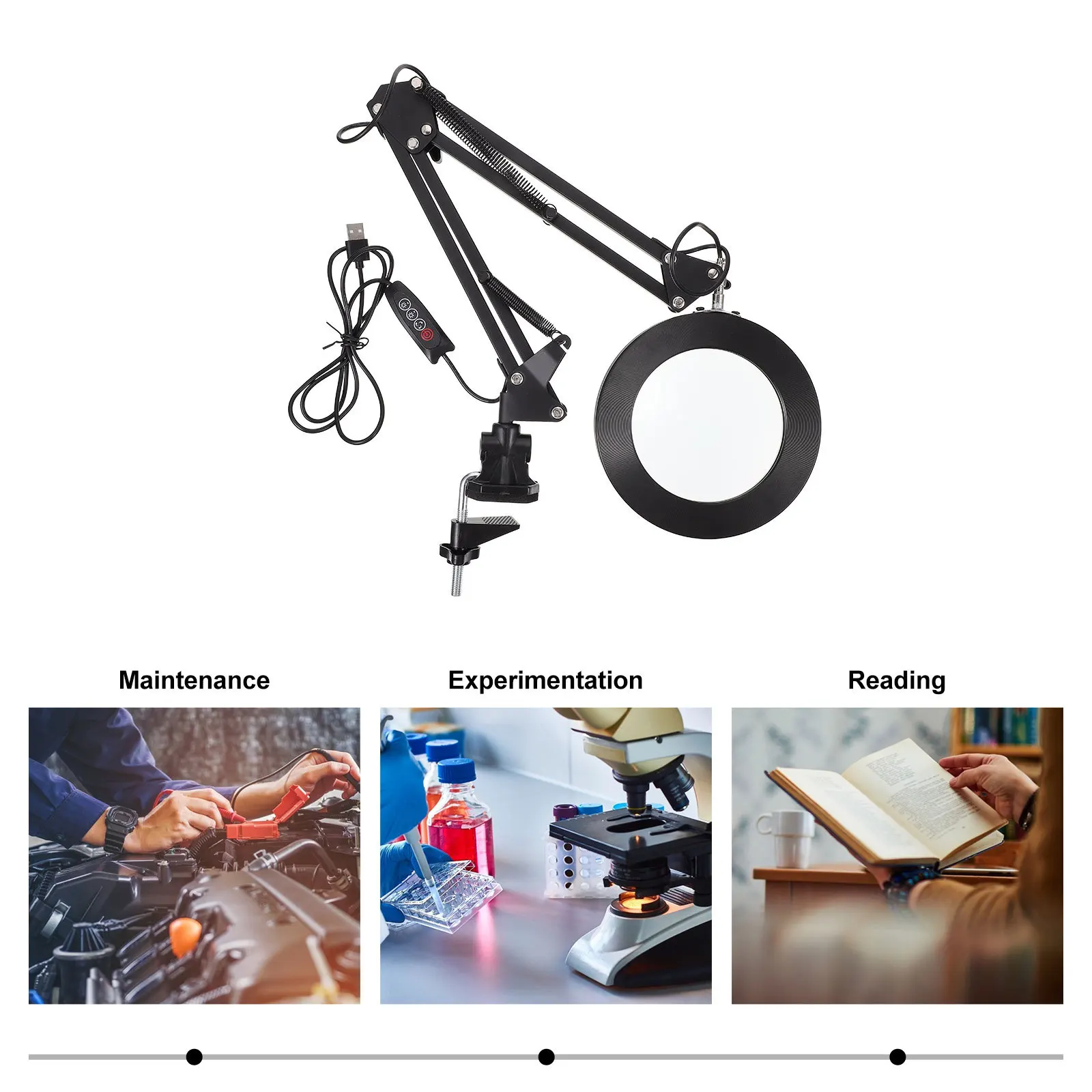 

1Set Magnifying Lamp Desktop LED Folding Lamp Adjustable Angle Multi-Function Magnifier Light for Maintenance and Beauty