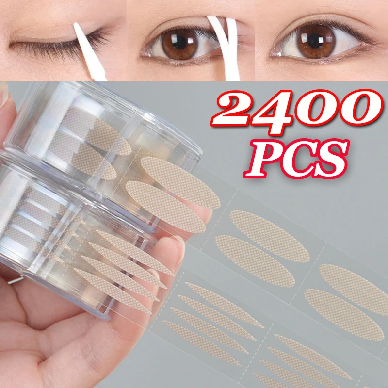 2400PCS Self-adhesiveDouble Eyelid Sticker Invisible Lace Eye Lift Strips Double Eyelid Tapes Clear Beige Eye Tapes Makeup Tools