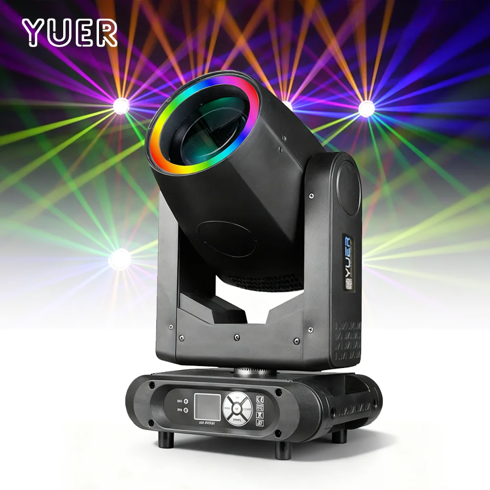 

YUER LED 300W Beam Moving Head Light With Ring Gobos Rotation Prism Disks Rainbow Focus Spot Strobe Effect DMX512 For DJ Disco
