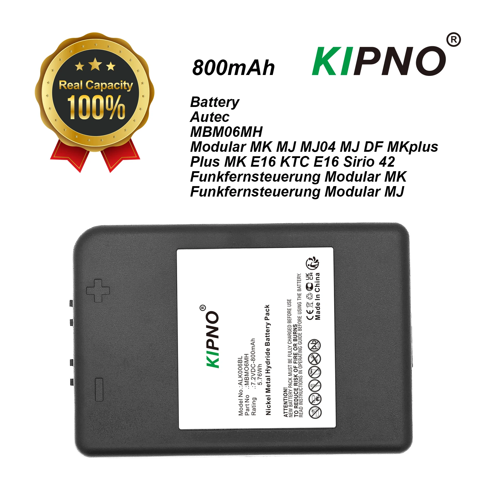 

KIPNO 800mAh Battery MBM06MH for Autec Funkfernsteuerung Modular MJ, Modular MK, Plus MK, MJ04, MJ DF, MK plus, E16 KTC