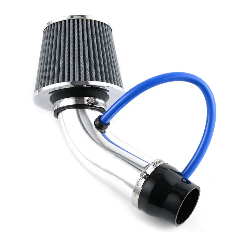 Sistema di aspirazione dell\'aria fredda universale da 76mm per auto da corsa Kit tubo di induzione Turbo in alluminio con ingresso filtro aria a cono