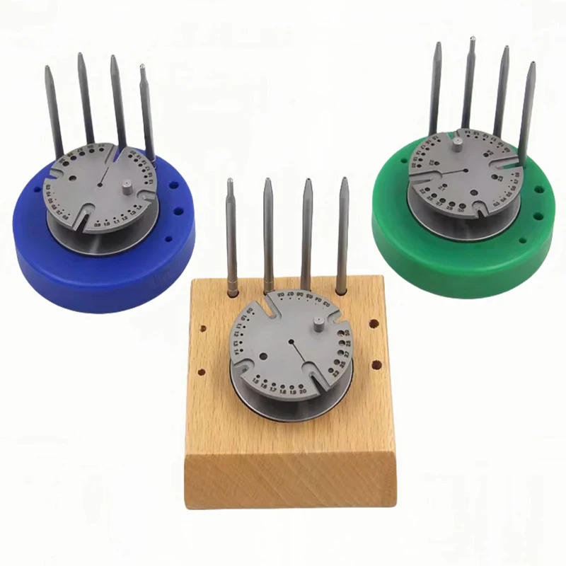 

Horological 360° toolset for balance wheel/staff/axle/hairspring disassembly-assembly procedures