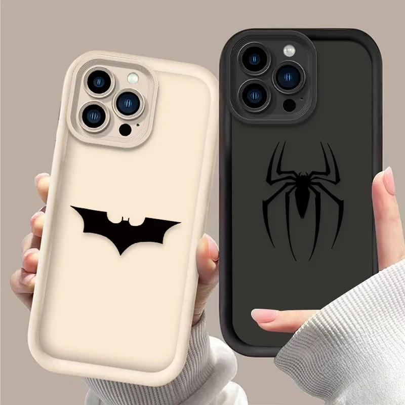 Soft Silicone Case For iPhone 15 16 14 13 12 11 Pro Max X XS X S Max XR SE 2020 8 7 Plus Shockproof Marvel Batmans Spider Cover