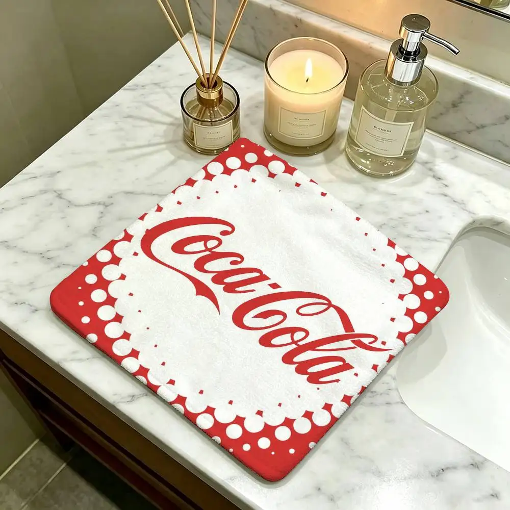Fashion Print logo Polyester Cotton Daily Towel Hanging Kitchen Hand Wiping Cloth Durable for Whole House Use C-Coca C-Cola