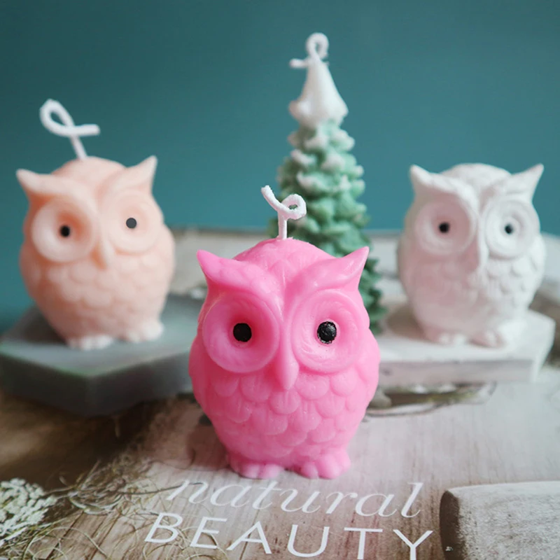 1Pc Owl Candle Silicone Mold for Candle Making DIY Handmade Molds Plaster Wax Mould^..