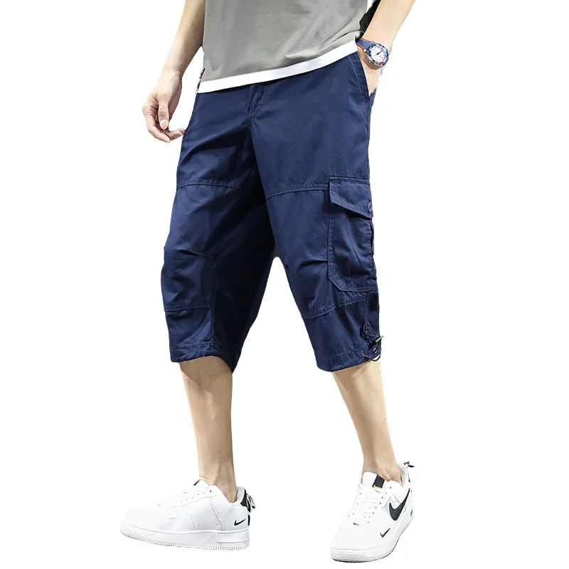 Pantalones Cortos Cargo para Hombre, Nueva Moda de Verano, Color Sólido, Transpirables, 100% Algodón, Pantalones de Siete Puntos, Sencillos, Versátiles, Múltiples Opciones de Color