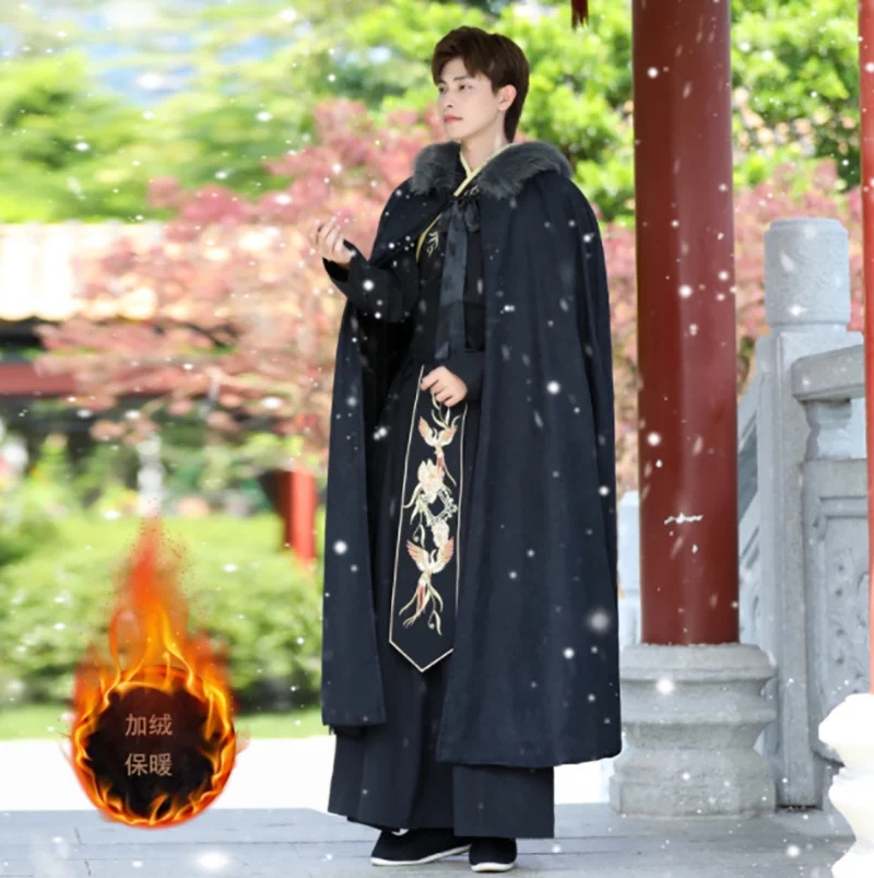 Ancient Chinese Hanfu Men's Cosplay Dress Party Dress Hanfu Black Lace Up+Shirt+Skirt 3 Piece Set For Men's Plus Size