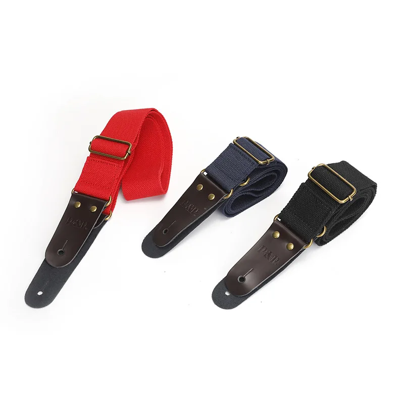 Cotton Guitar Strap Thicken Rivets Electric Guitar Bass Strap Leather Head Accessories
