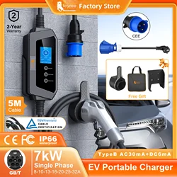 feyree 7KW 32A 1Phase GBT Charger EV Charger Portable 5M Cable with CEE Plug for Electric Vehicle Car Charger EVSE Charging Box
