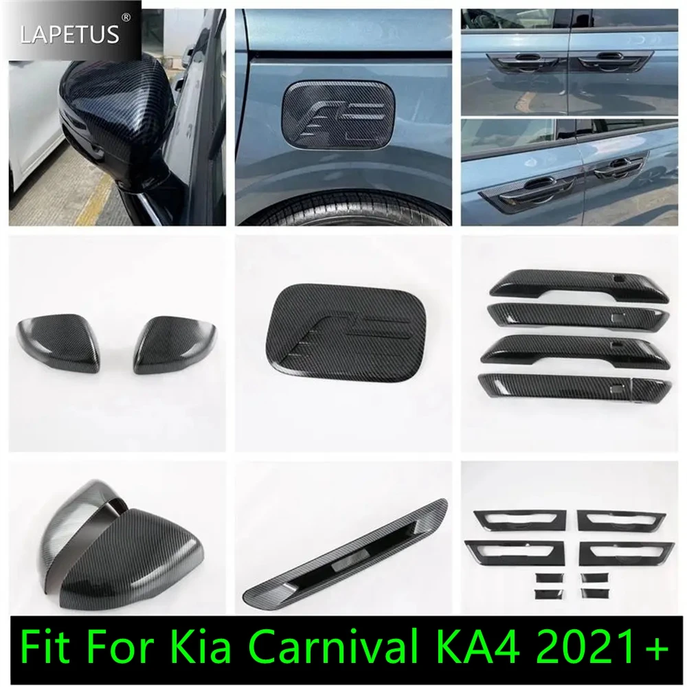 

Carbon Fiber Car Accessories Oil Tank Cap / Rearview Mirror / Door Handle Bowl Decor Cover Trim For Kia Carnival KA4 2021 - 2024