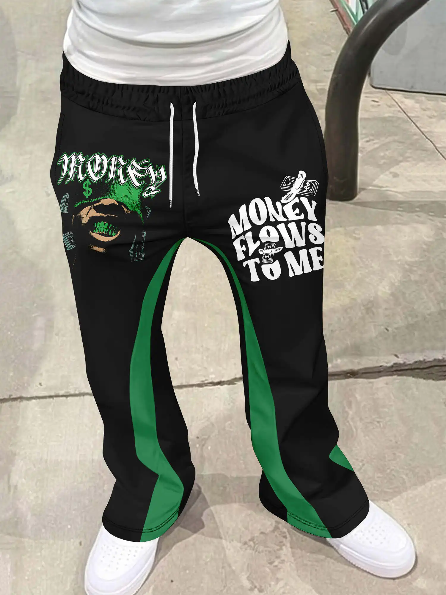 Y2k Schlaghose für Männer, Lose 3D-Druck-Hose, Lässige Jogginghose, Mittlere Taille, Sportliche Damenkleidung, Streetwear, Hip-Hop, Vintage-Hose – Detail 11