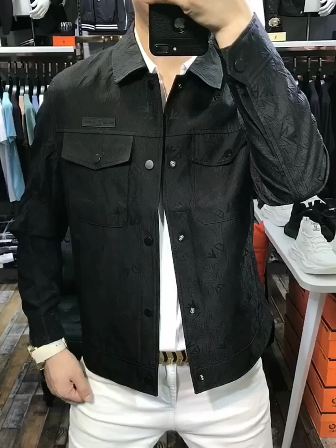 

Модная удобная мужская куртка с воротником, верхняя одежда для весны и осени, трендовая молодежная городская антибактериальная модель с длинными рукавами