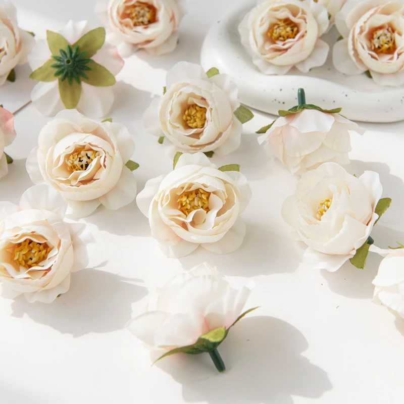 10 Stück Künstliche Blumen für Scrapbooking, Hochzeitsdekoration, Valentinstagsgirlande, Heimdekoration, Kunstseiden-Pfingstrosen, Gartenrosenbogen – Detail 4