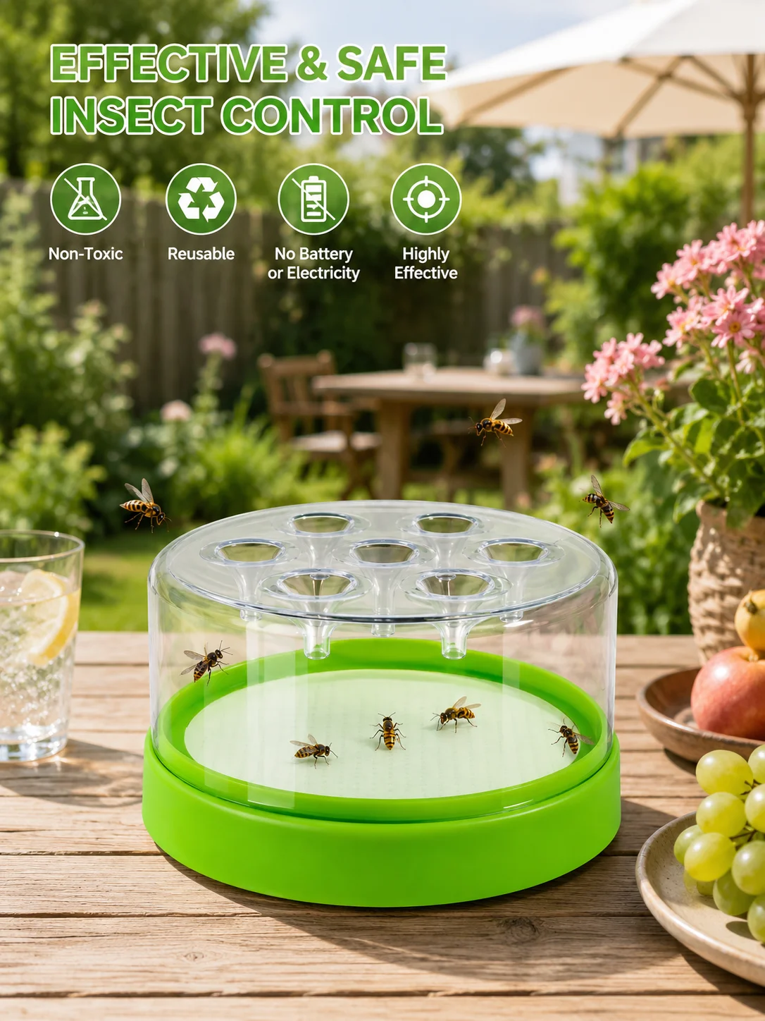 Reusable Wasp & Fly Catcher Trap – Non-Toxic Insect Catcher Cage for Home, Garden & Outdoor Pest Control