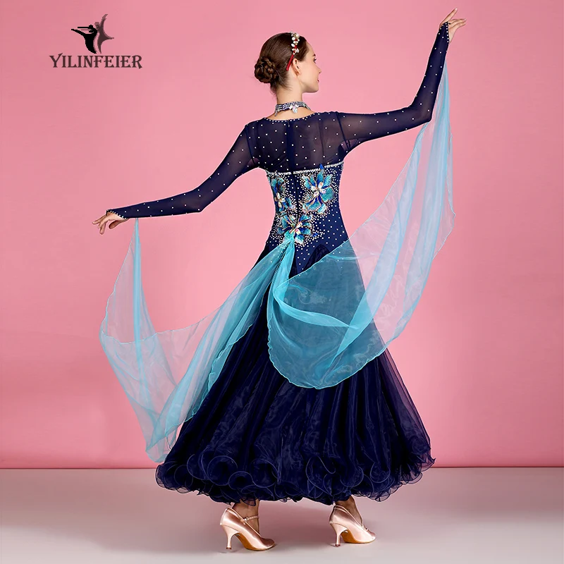 2024 Women New Ballroom Dance Competition Dress Dance Ballroom Waltz Dresses Standard Dance Ballroom Costumes S7040