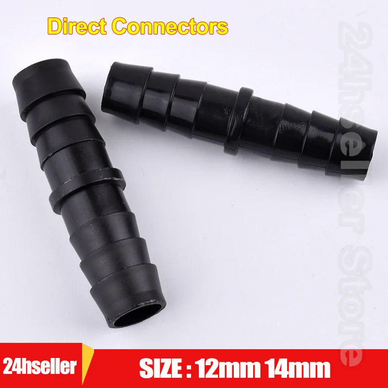 

2~200pcs 12mm 14mm Black PP Direct Connectors Aquarium Tank Hose Pagoda Joint Micro Irrigation System Water Pipe Quick Fittings