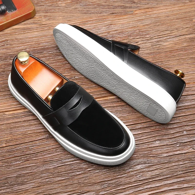 Luxe Heren Casual Slip-On Lederen Schoenen Heren Klassieke Britse Stijl Penny Loafers Heren Outdoor Mocassins Rijden Flats