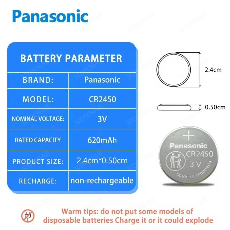 Original PANASONIC CR2450 CR 2450 3V Lithium Battery( 2-30PCS )For Watch Calculator Clock Remote Control Toys Button Coins Cell view 3