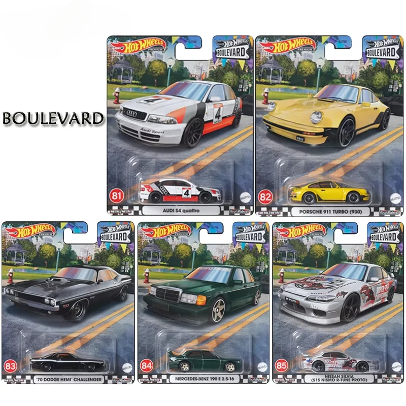 Coche Premium Original Hot Wheels Boulevard Series Porsche 911 Audi modelos deportivos juguetes para niños 1/64 Diecast Dodge Challenger