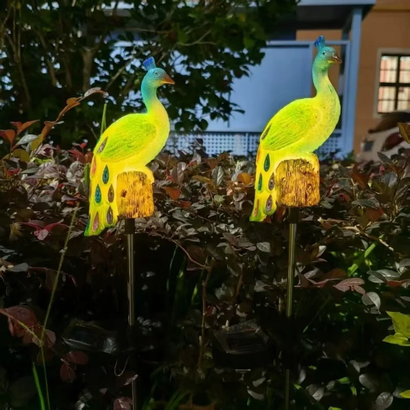 Cross-border best-selling solar resin peacock ground stake light outdoor decoration lawn garden courtyard light rainproof LED