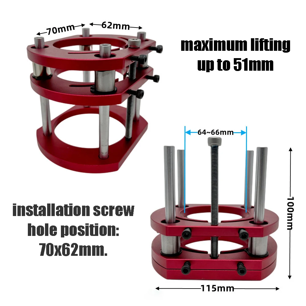 Woodworking Router Lift Table for 64-66mm Diameter Motor Aluminum Lifting Platform Stand for Engraving Trimming Machine