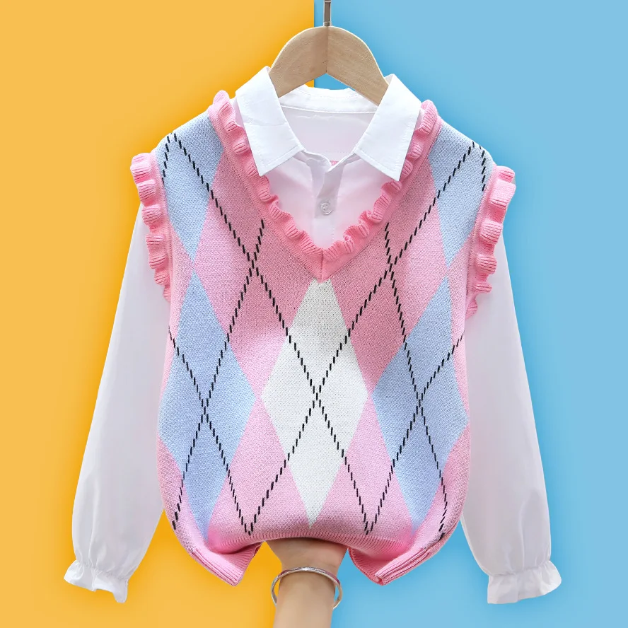 

Children Cotton Sweaters 3-17T Kids Spring-Winter Warm Jacket Baby Girls Pullovers Long Sleeve Knitted Shirt Collar Sweaters