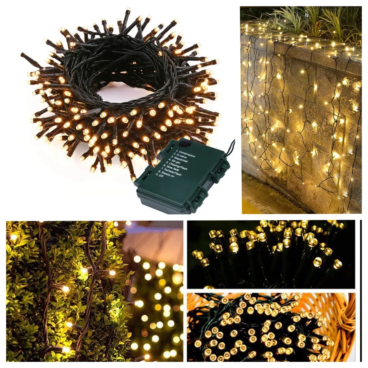 LED String Light Outdoor Waterproof 32FT 100leds Flash Fairy Garland Curtain Light for Christmas Tree Garden Party Holiday Decor