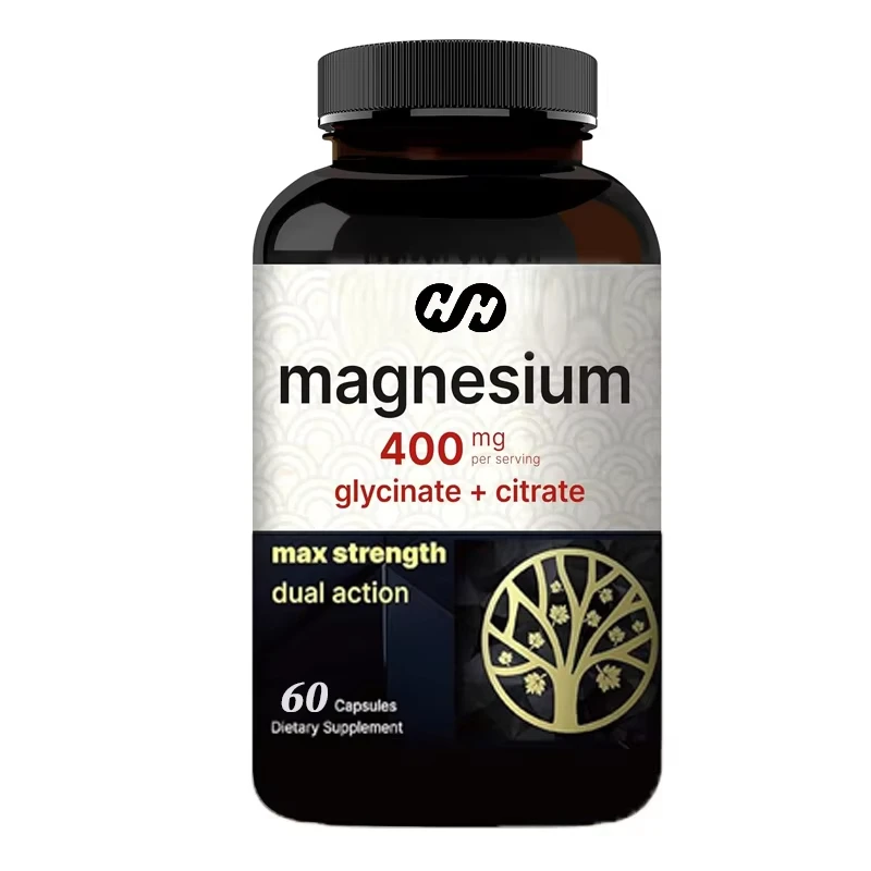 

60 Capsules of Glycine Magnesium+citric Acid 400 MG Are Essential Minerals That Support The Heart, Muscles, and Digestion