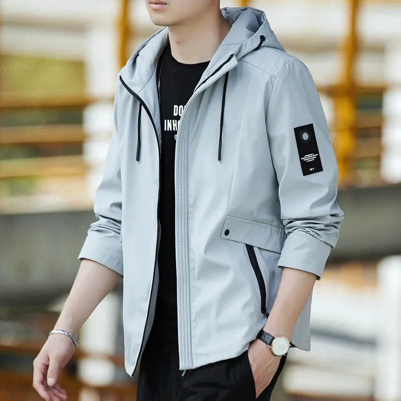 

Men Long Sleeve Hip Hop Streetwear Coats Spring Men's Bomber Jackets Fashion Korean with hood Golf Windbreaker Aviator Jacket