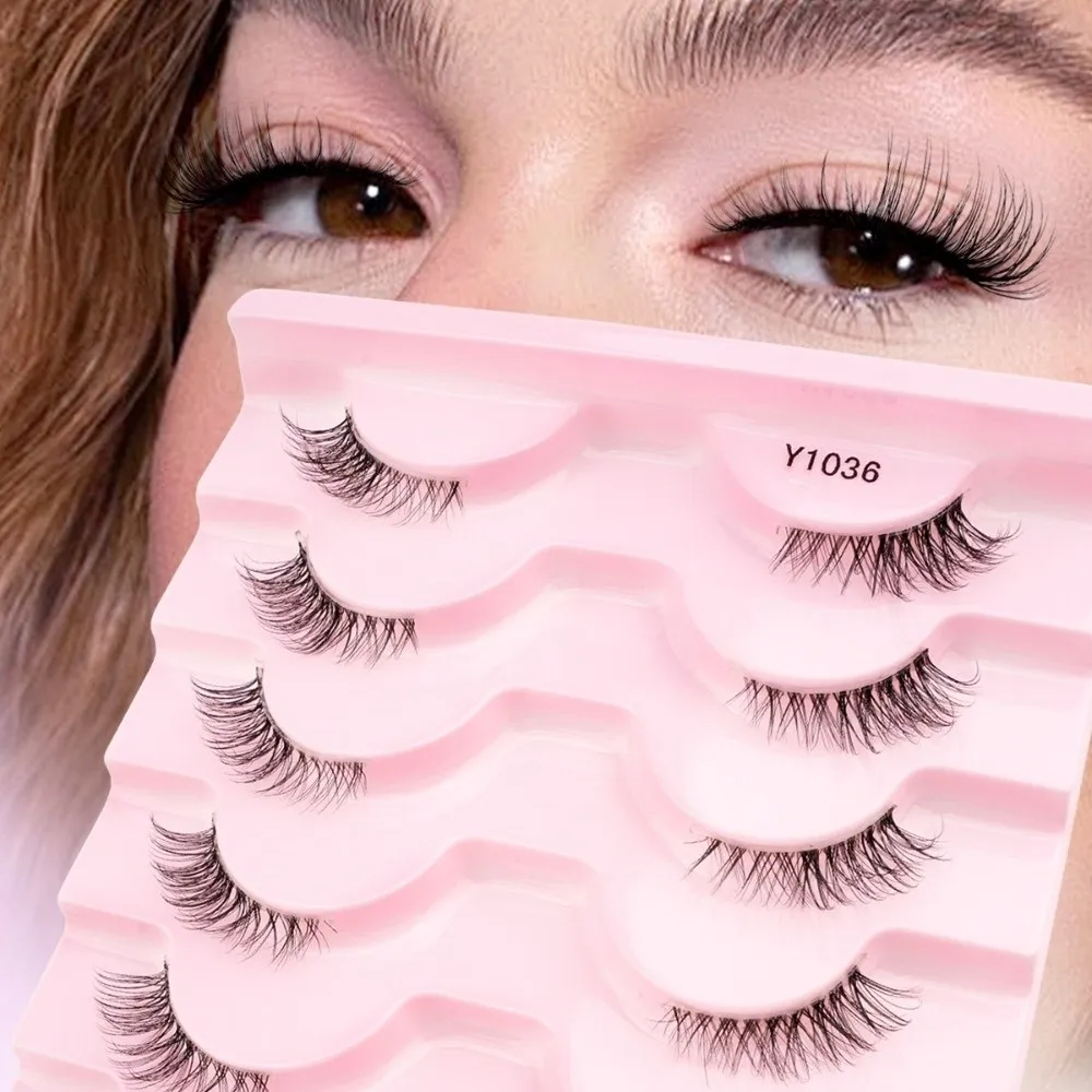 10 Pairs Black Thick Fluffy False Eyelashes Curvature C 7-10MM DIY Lashes Extension Reusable Easy To Wear Dense Fake Eyelashes