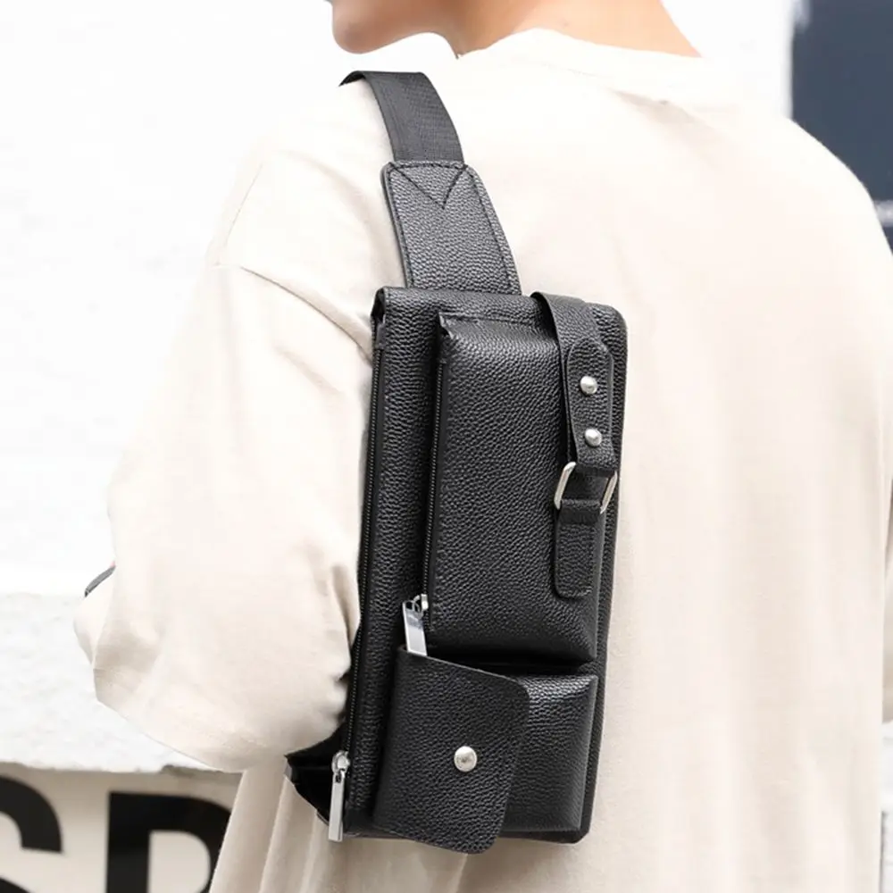 Unisex Outdoor sports Large capacity Chest Packs Fanny Pack Leather Waist Bag Mobile Phone bag