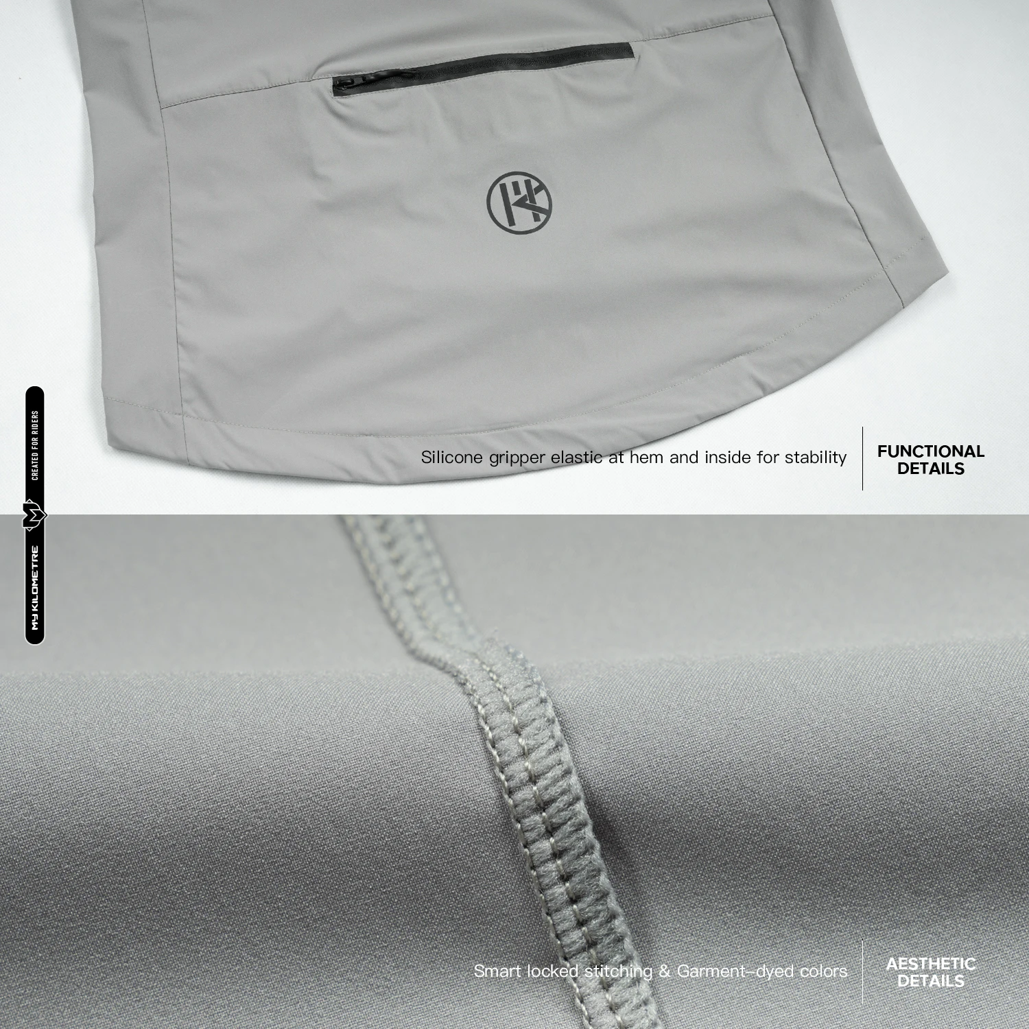 MY KILOMETRE Spring Men's Gravel Wasserdichte Fahrrad-Windjacken Reflektierende Windschutzscheibenjacke Packable Fahrrad-Windjacke – Detail 22
