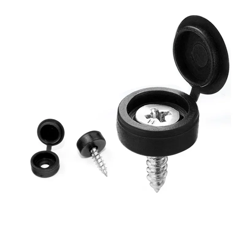 yes1000Pcs Plastic Screw Cap Nails Screw Caps Folding Protective Cap Button Hinged Fold Snap Decorative Cover Black White M3 M4