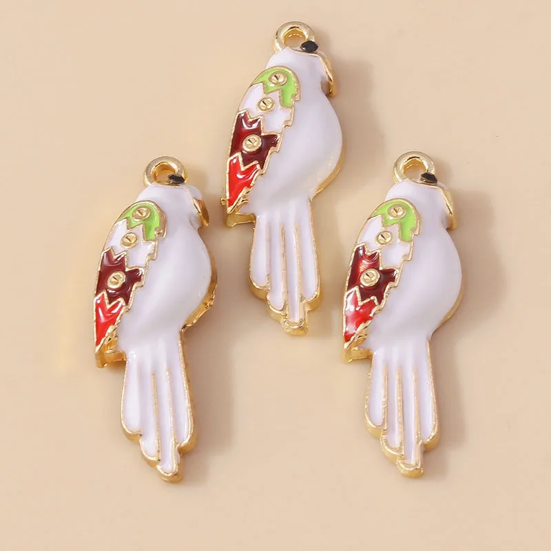 10 Stück 9*29mm süße Emaille Papagei Vogel Charms für Diy baumeln Ohrringe Armband Halskette Tier Anhänger Schmuck Zubehör – Detail 6