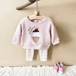 2025 Toddler Girl Clothes Infant Outfit Sets Autumn Long Sleeve 2Pcs Pink Baby Kids Children Clothes Spring Top Pants Sweatshirt