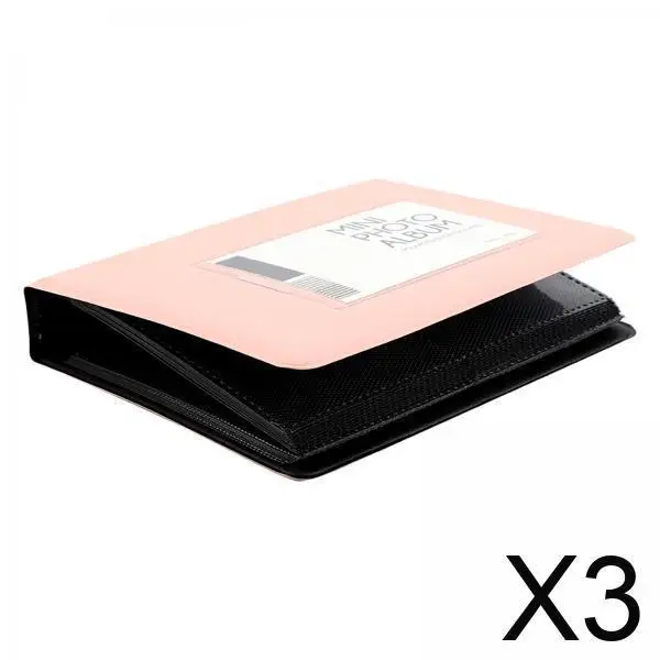 

3xPU Leather Storage Display Book Album, 64 Photos Picture Album Pink