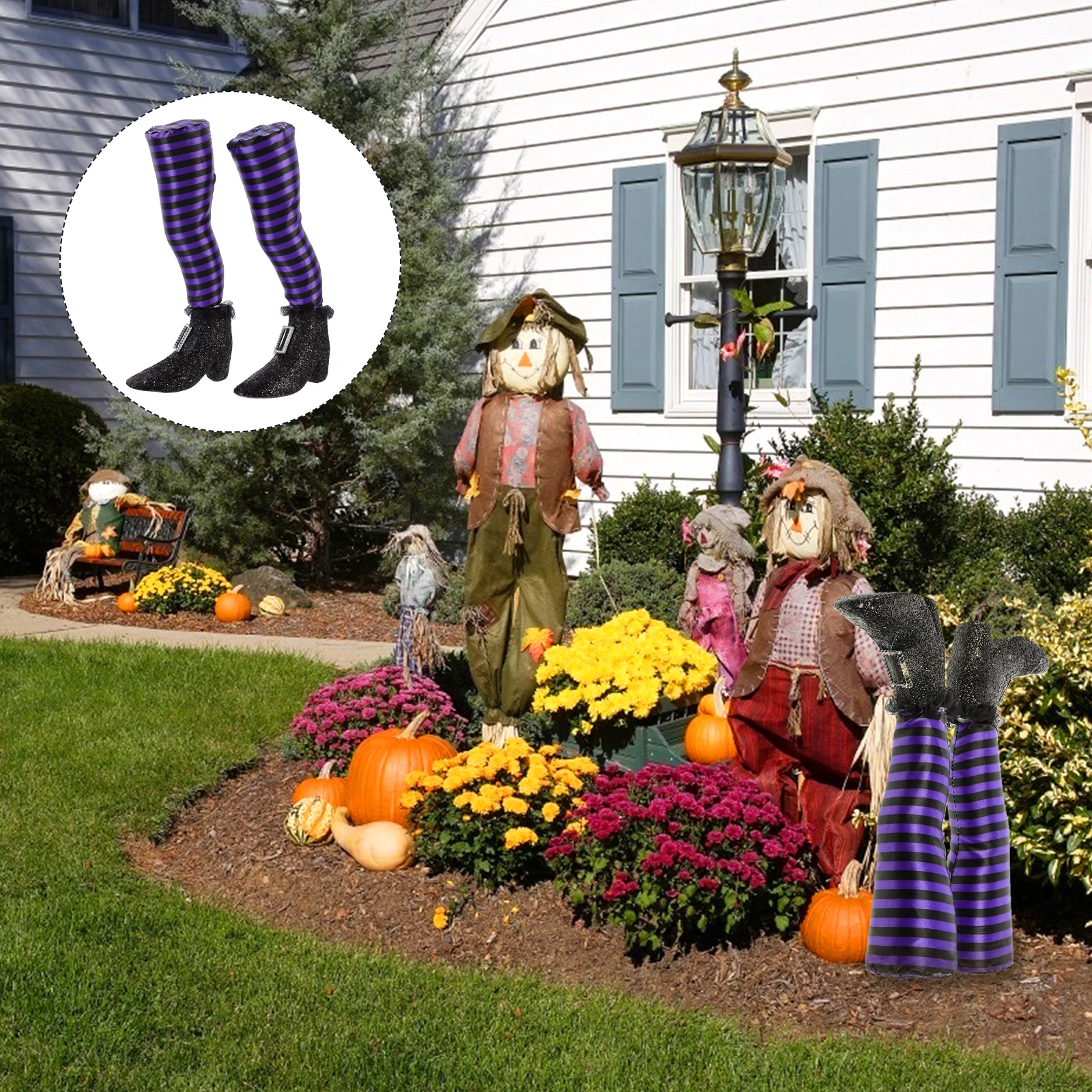 

1Pair Halloween Decoration Leg Witch Themed Outdoor Garden Lawn Decor Party Ornament Haunted House Prop Party Adornment
