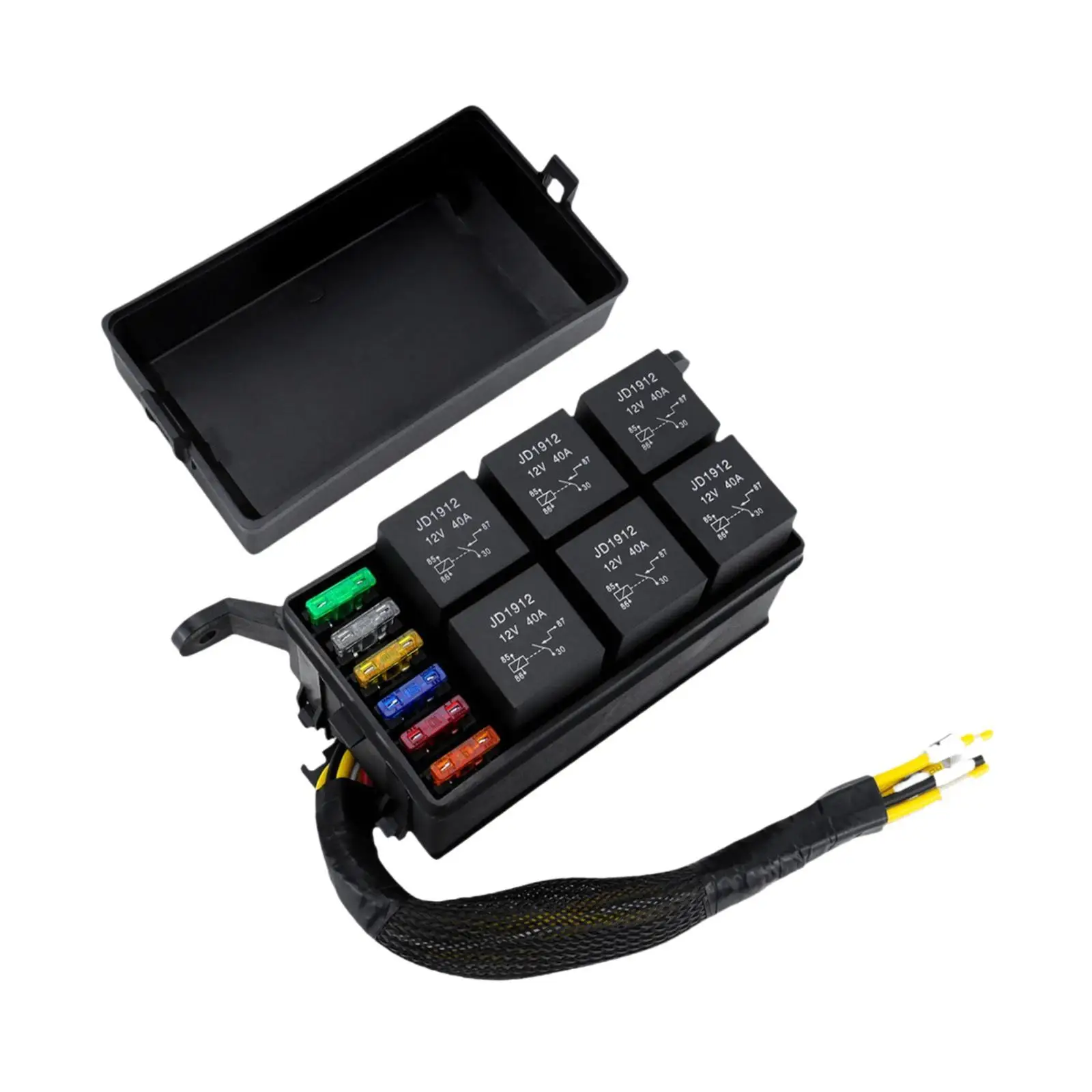 Generic Relay Panel Spare Maintenance 6 Way Relay Fuse Box 12V Relay Box 6 Slot Atc Ato Fuse Relay Block for Vehicles Car