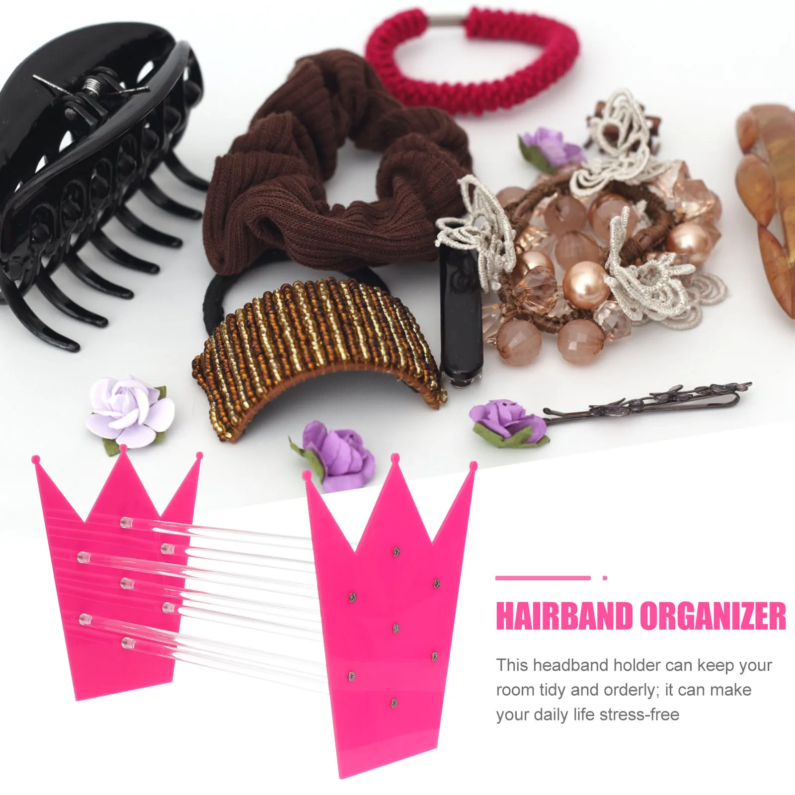 Hairband Display Rack Multi-Function Organizer Durable Hard Headband Holder Counter Space Saver Hair Hoops Storage Stand