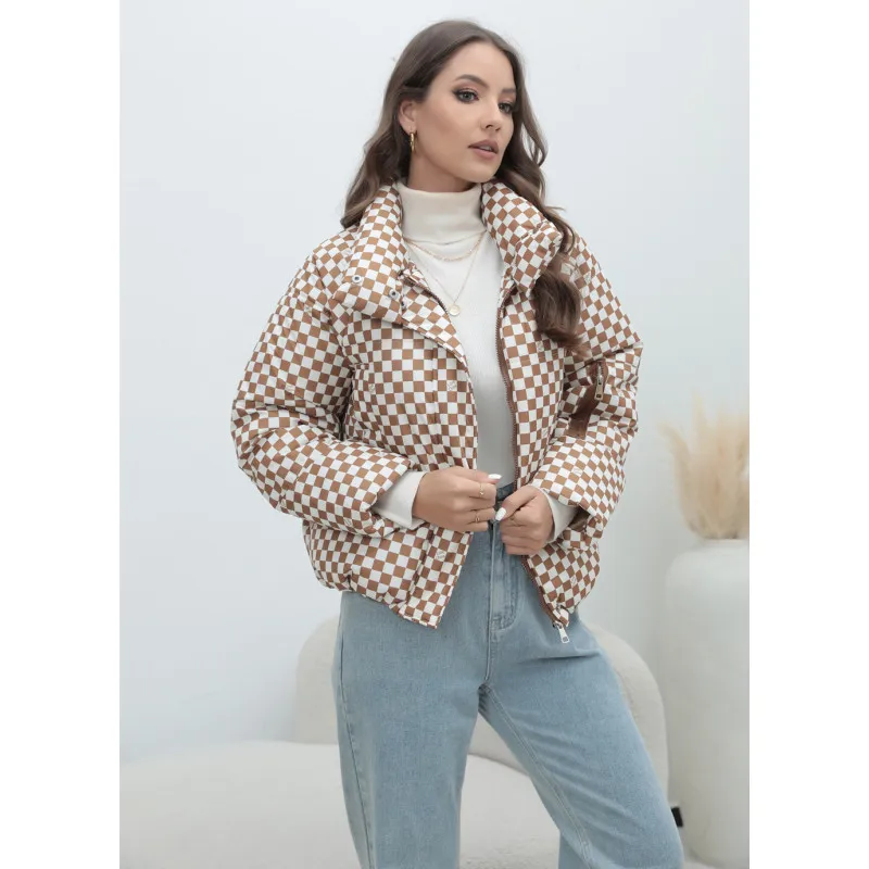 New Winter coats traf 2024 women jacket Multi colored grid waterproof jacket woman jacket for wome, winter woman clothes