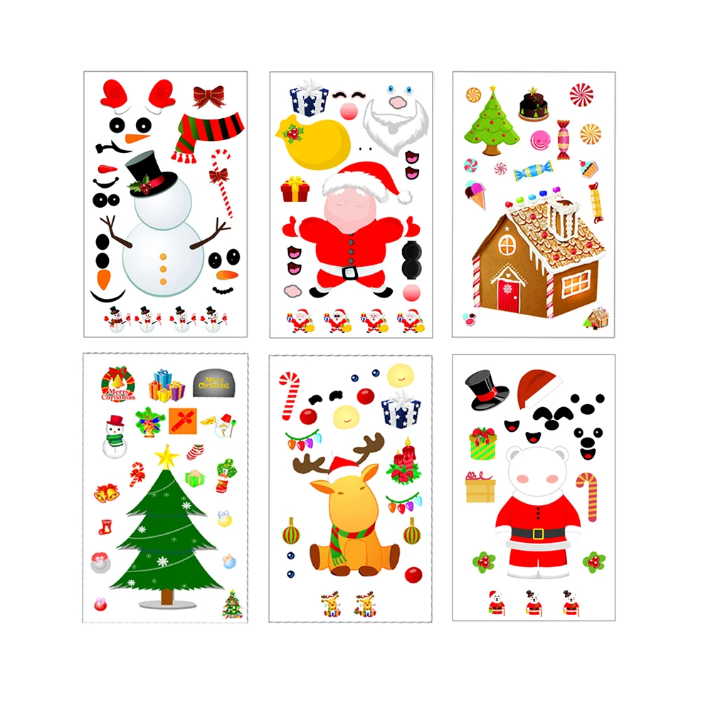 

24Pcs Christmas Sticker Festive Cartoon Faces Easy Peel Stick for Crafting Journaling School Projects Home Office Decoration