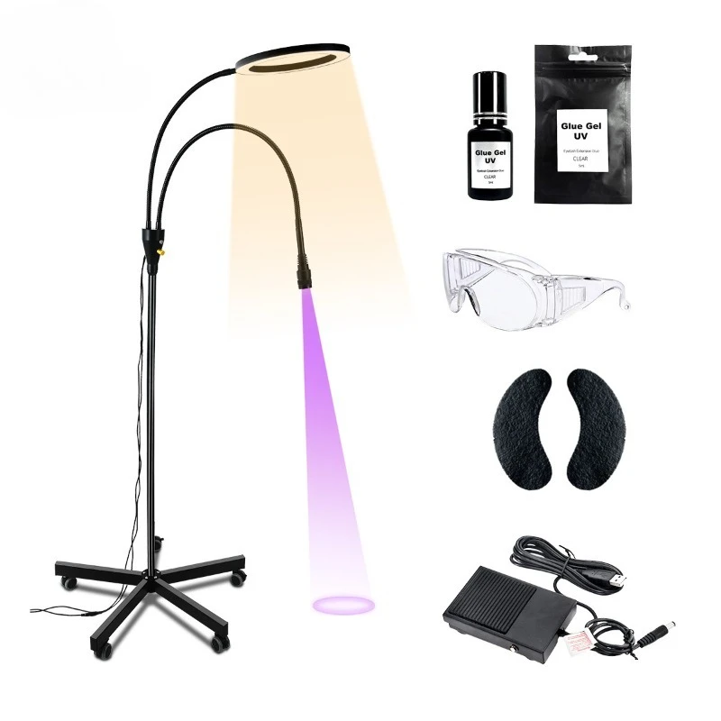 Double head LED UV light Foot stepping quick drying light False eyelashes Wig grafting UV glue lighting Curing light