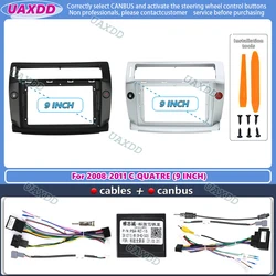 For 2008-2011 CITROEN C-QUATRE C4 C-TRIOMPHE 9INCH Car Android frame panel fascia cable harness adapter dashboard decoder canbus