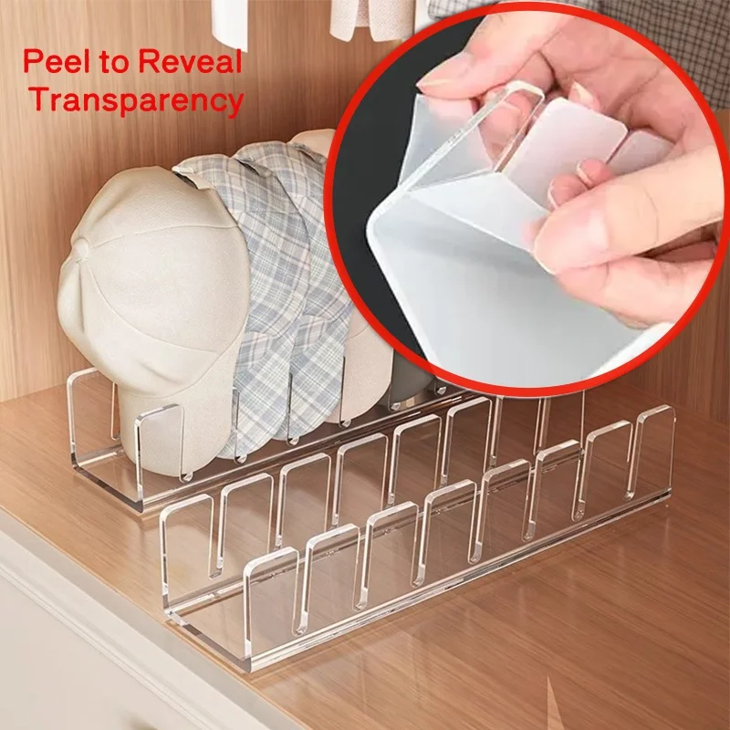 Hot sale Baseball cap racks Stackable Rectangular Acrylic/Wood Hat Organizer Stand For Baseball Caps Display And Organizer