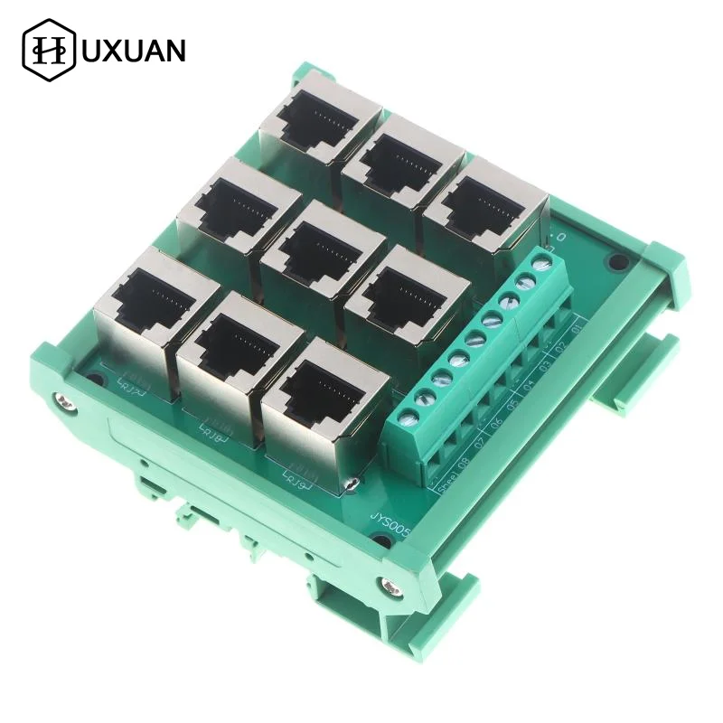 For RJ45 8p8c Ethernet Port Terminal Block Adapter With 9 Screw Terminals And For DIN Rail Mount Design For Network Connections