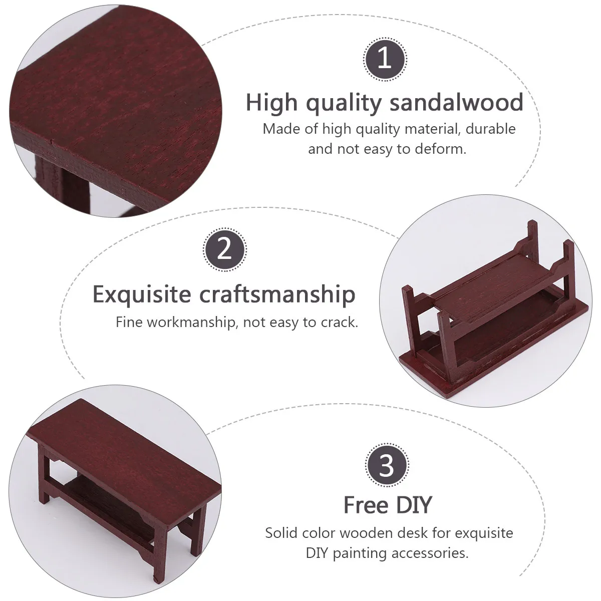

2Pcs Mini Wooden Desk for Mini House Natural Wood Craft Decoration Adding Calm Modern Atmosphere Ideal Gift Micro Furniture