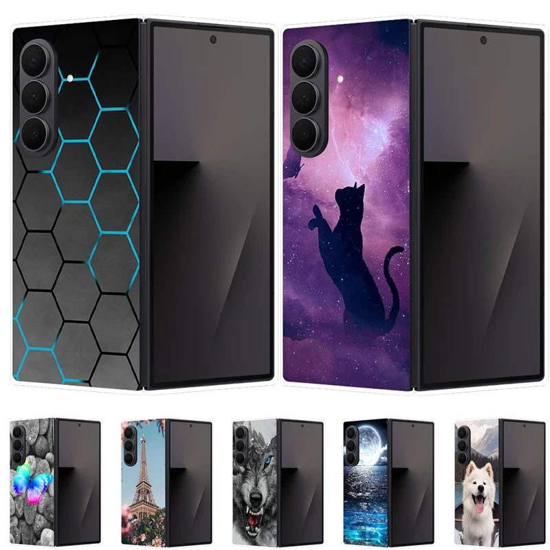 For Samsung Galaxy Z Fold 7 5G Case Cute Cat Print Folding Protection Hard PC Back Cover for Samsung Z Fold7 Shockproof Capa