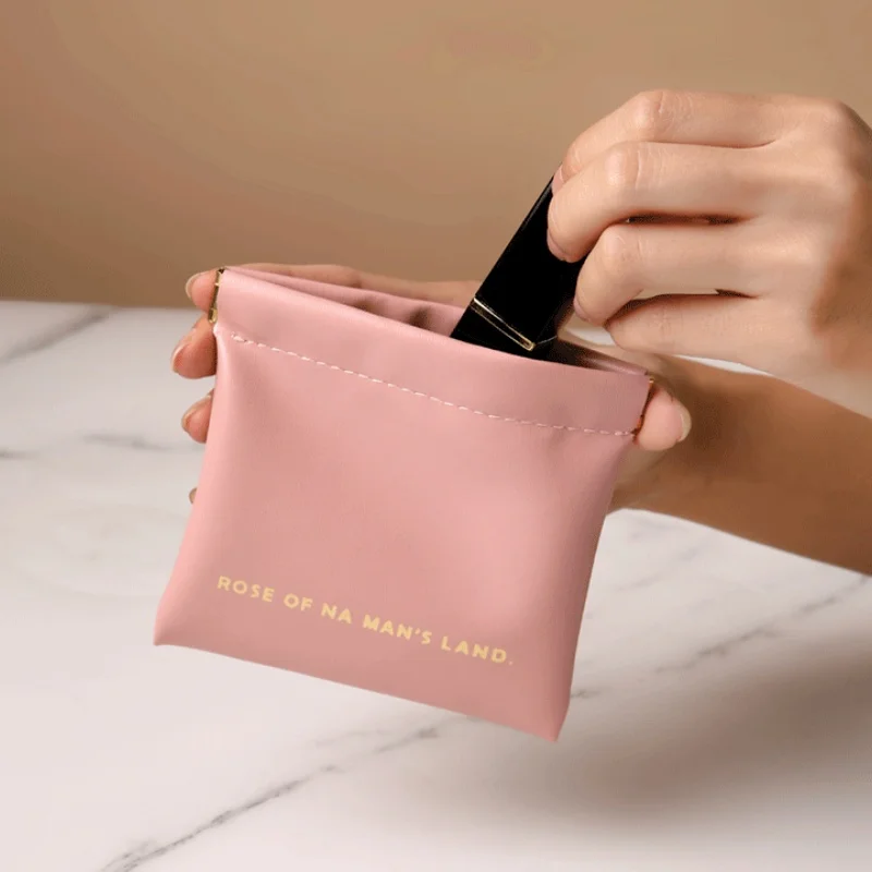 PU Leather Simple Mini Lipstick Makeup Storage Bag Women Square Small Cosmetic Pouch Portable Make Up Key Organizer Bags