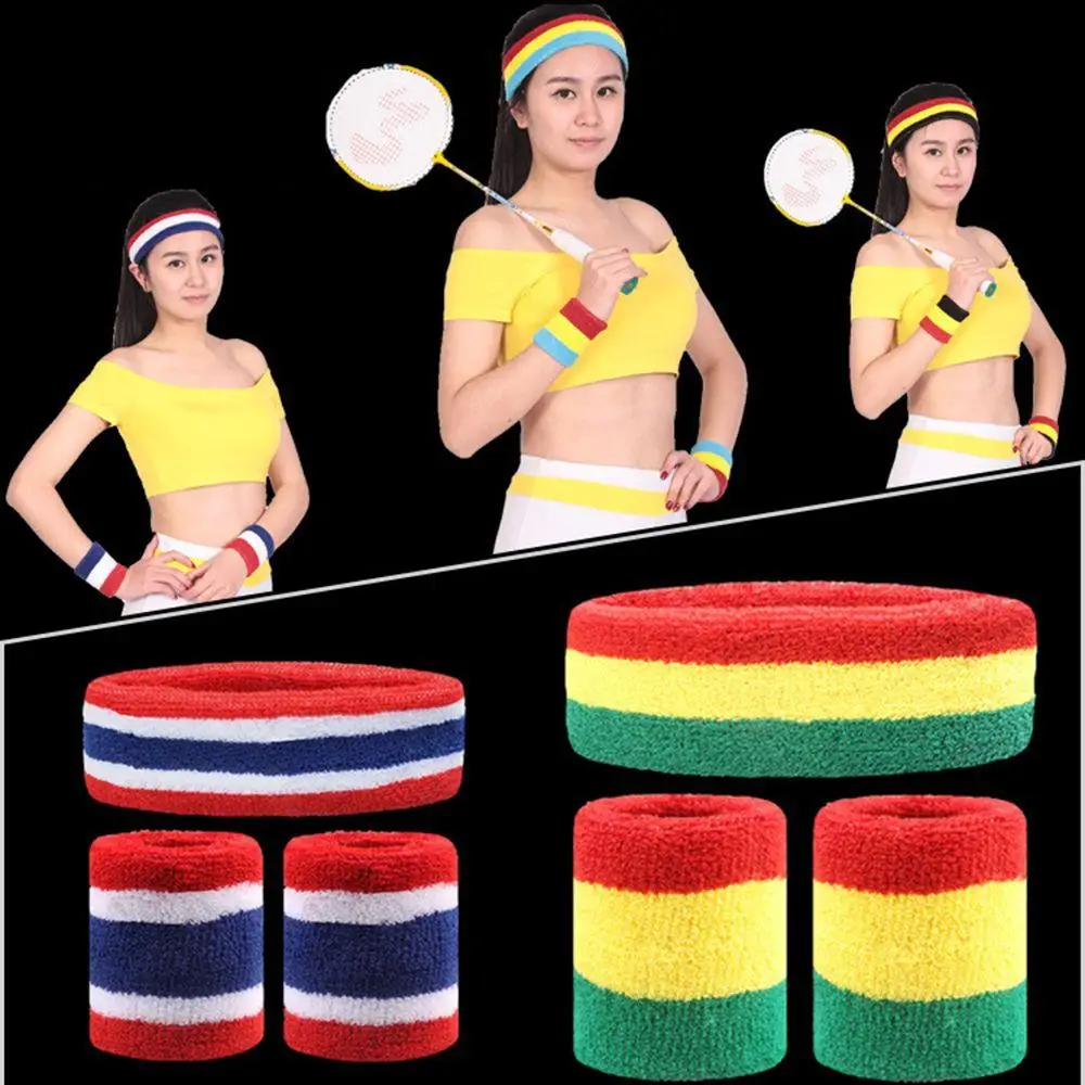 

Protect Basketball 1 Set Men/Women Tennis Towel Sweat Bands Sport Wristbands Headband +Wristbands Wrist Support