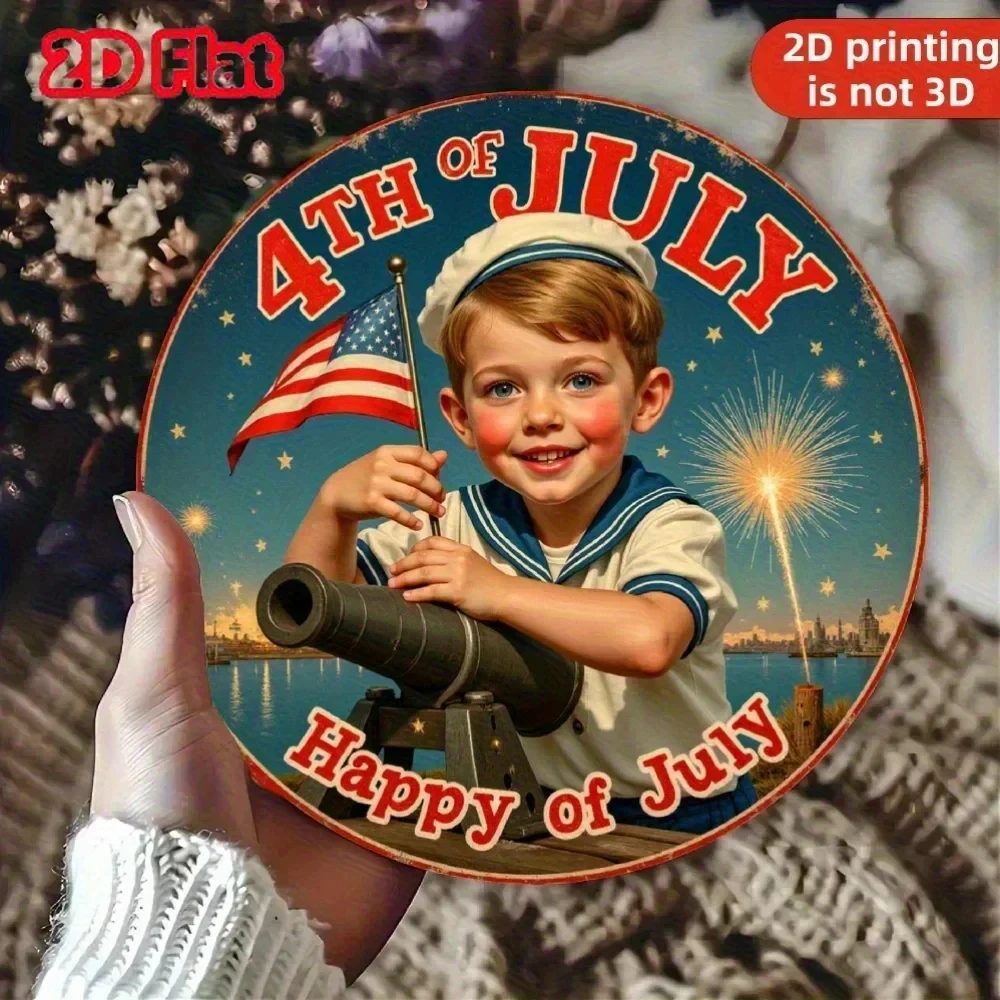 2 Vintage Patriotic Metal Plaques, Weather-Resistant Indoor and Outdoor Wall Art, Suitable for Home, Garden - No Electricity Required
